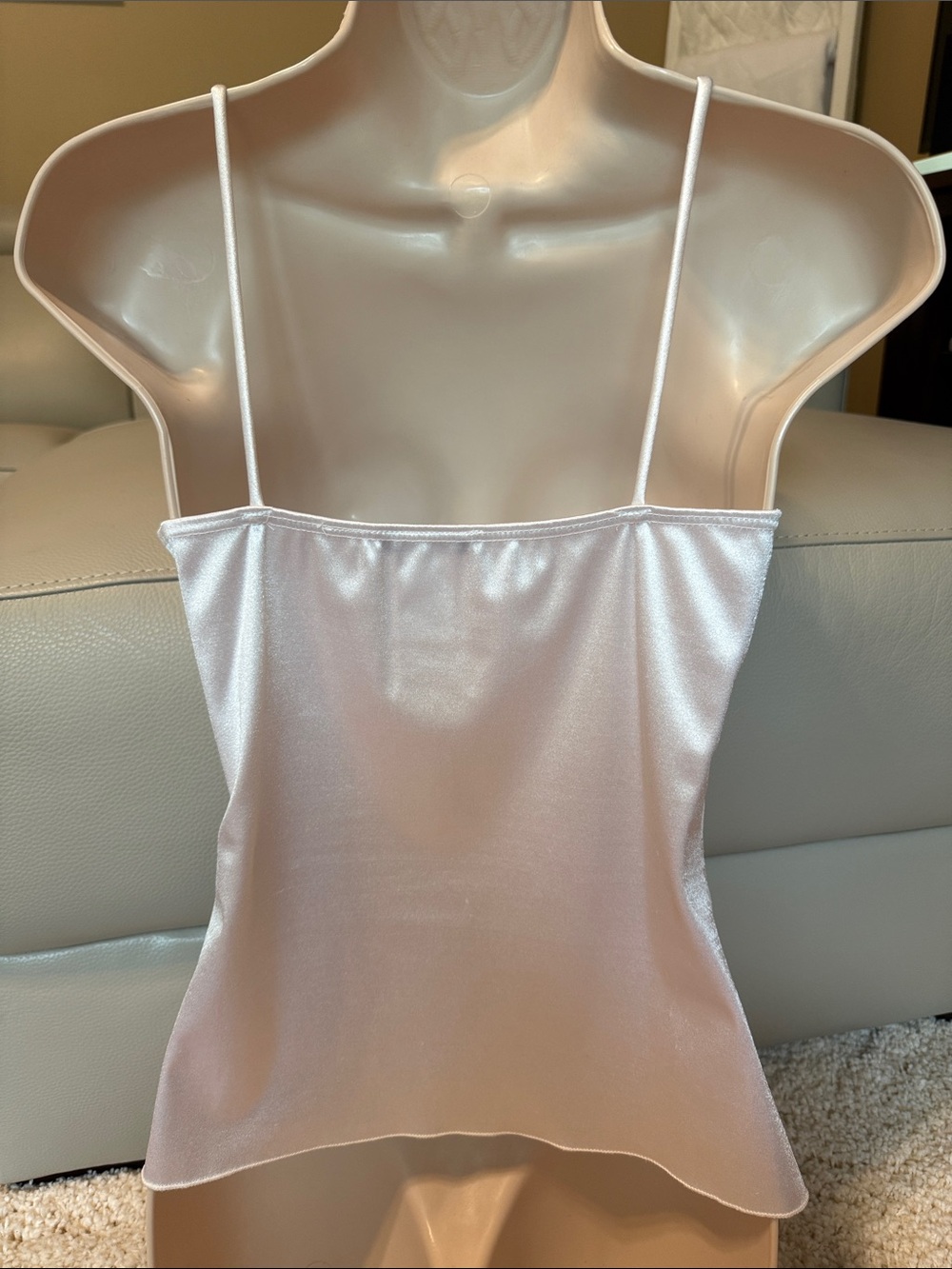 White Lace Satin Camisole tank top sheer medium - Picture 2 of 3